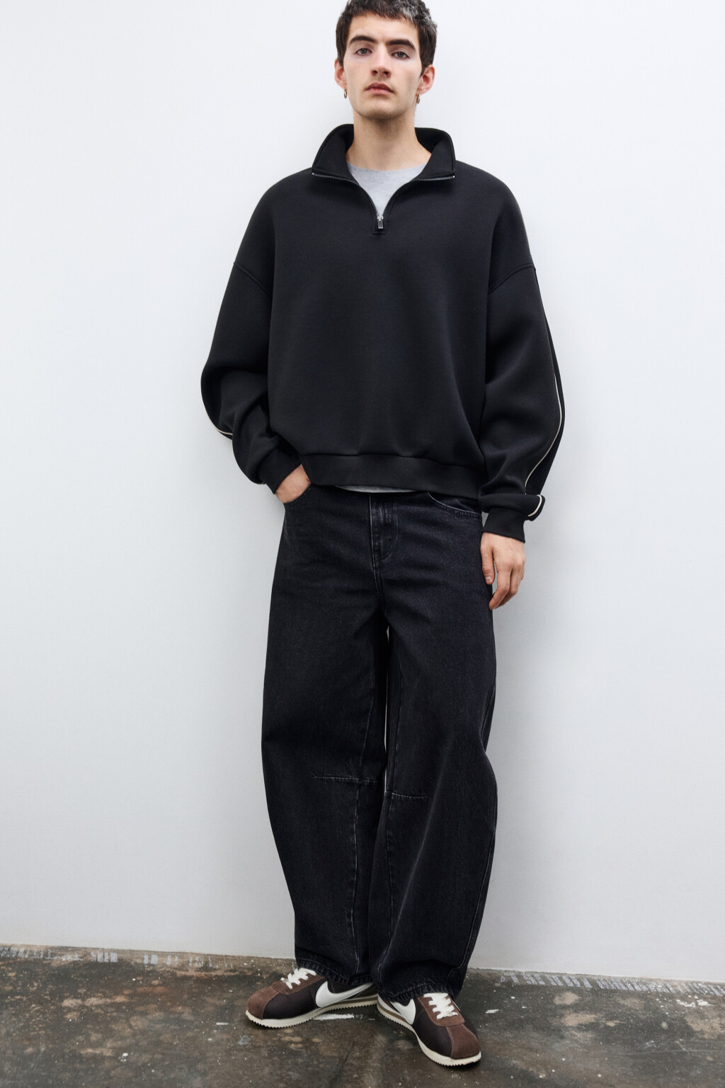 Джинсы barrel fit со средней посадкой - цвет черный - 2