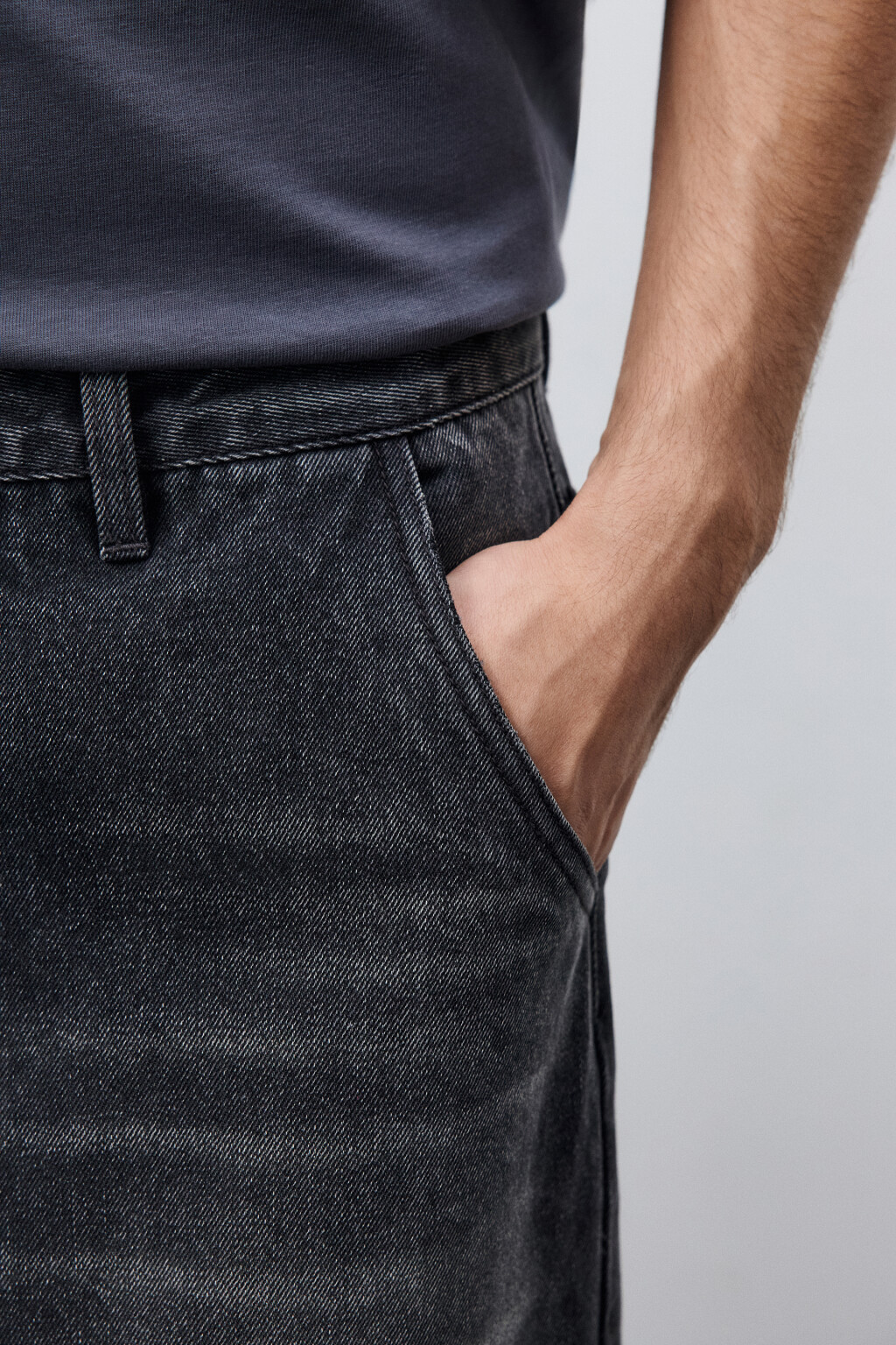 Джинсы baggy fit с потертостями - цвет серый - 6