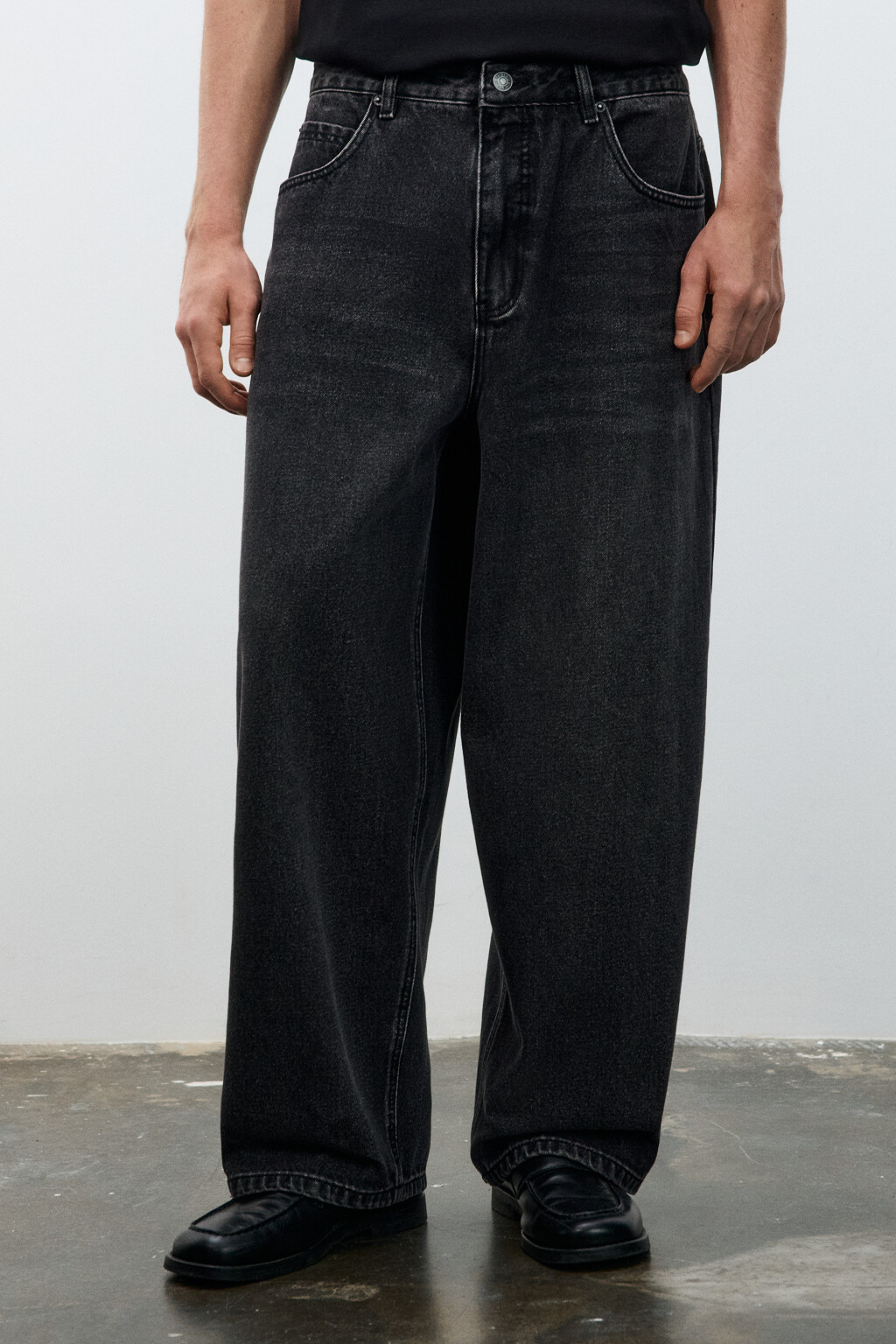 Джинсы baggy fit со средней посадкой - цвет серый - 2