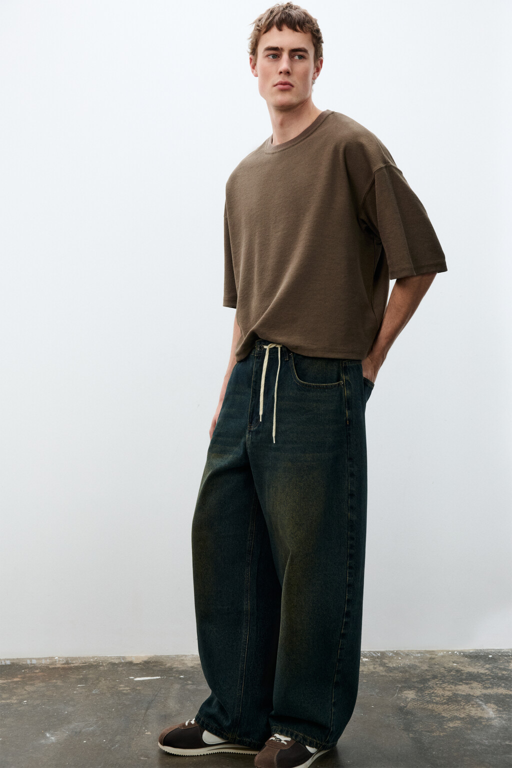 Джинсы baggy fit со средней посадкой - цвет темный тинт - 1