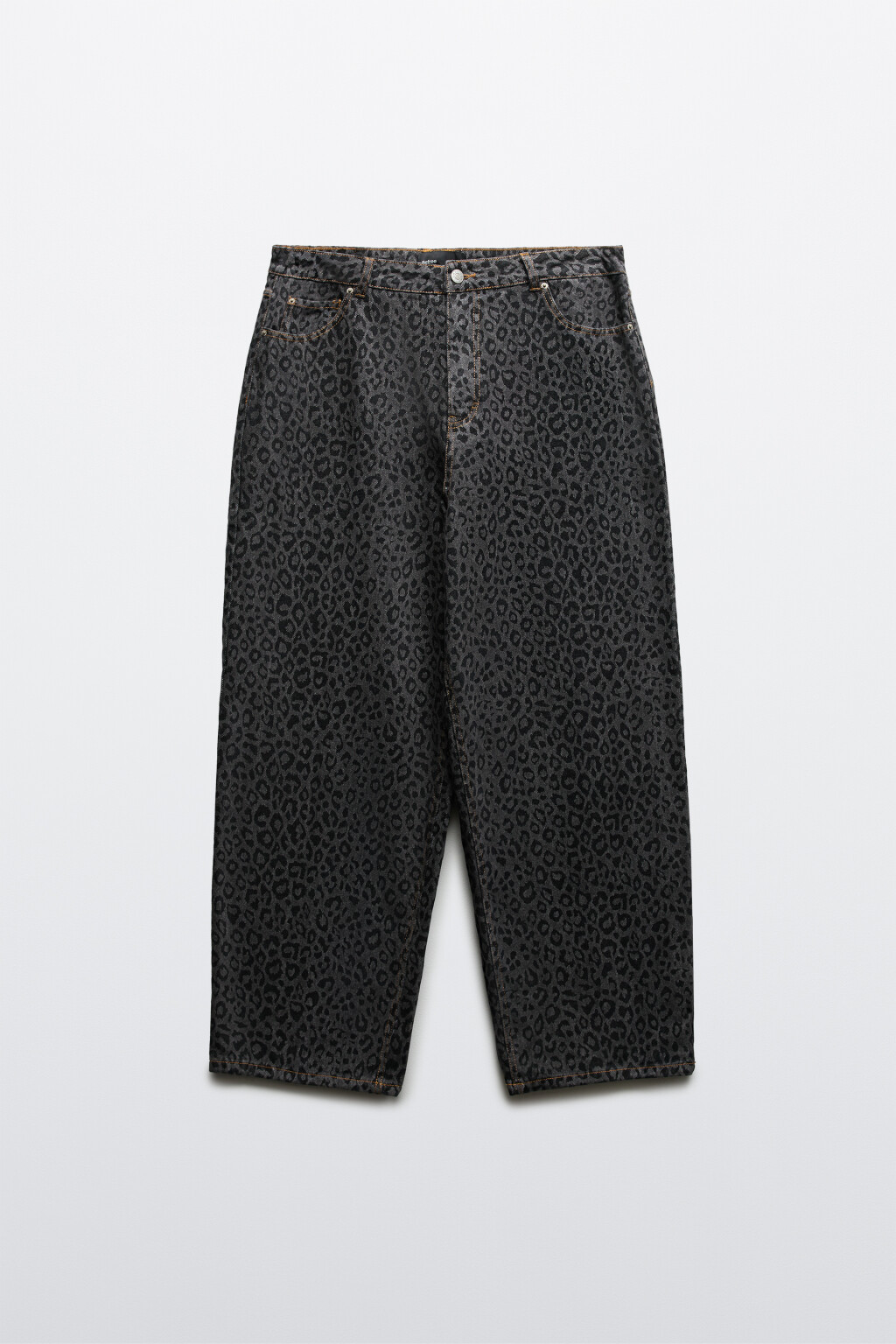 Джинсы wide с леопардовым принтом - цвет серый - 1