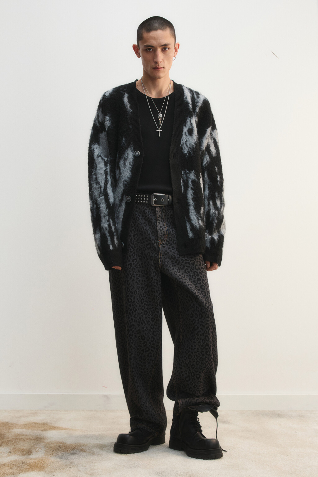 Джинсы wide с леопардовым принтом - цвет серый - 6