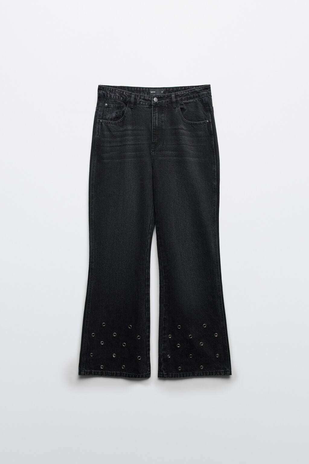 Джинсы клеш с люверсами - цвет серый - 8