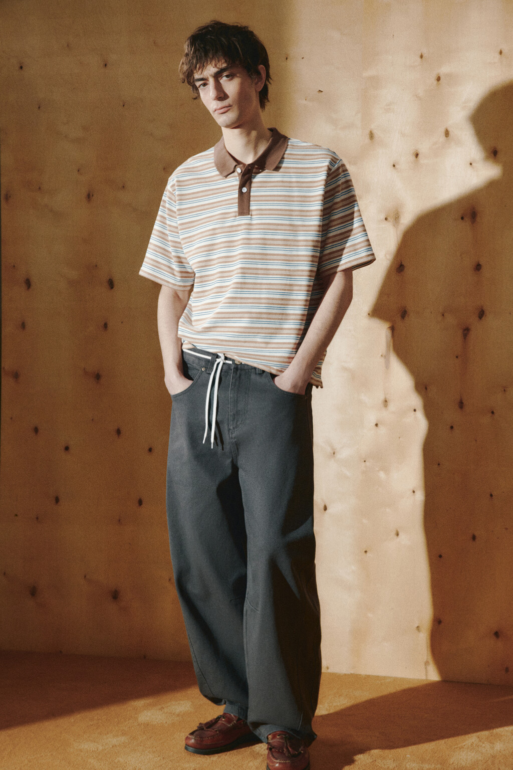 Джинсы baggy fit с декоративными швами - цвет серый - 2