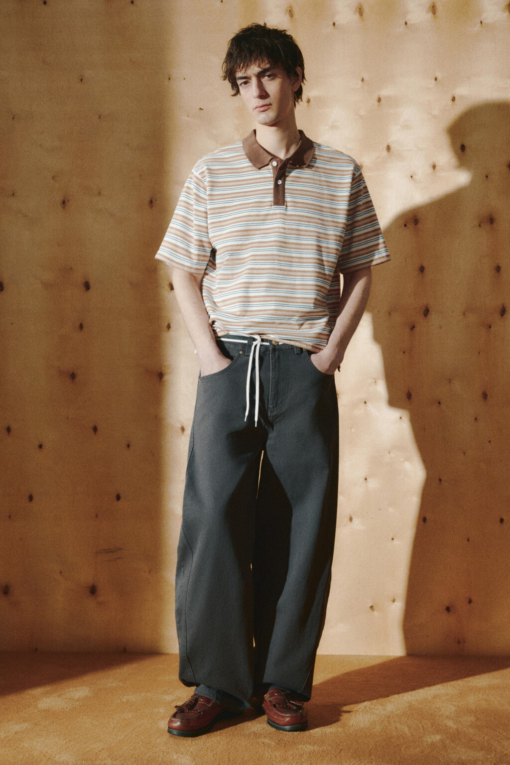 Джинсы baggy fit с декоративными швами - цвет серый - 5