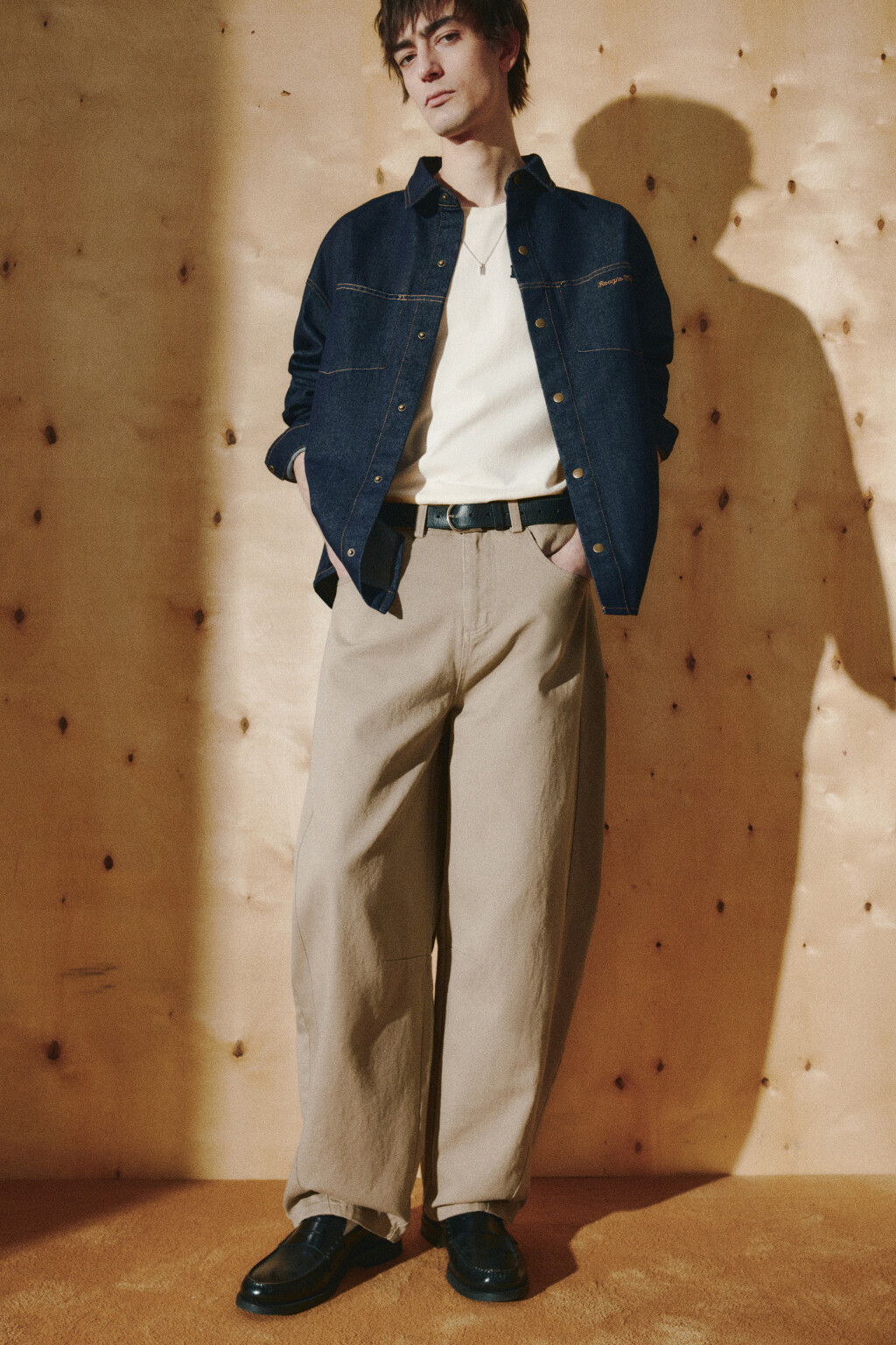 Джинсы baggy fit с декоративными швами - цвет бежевый - 1