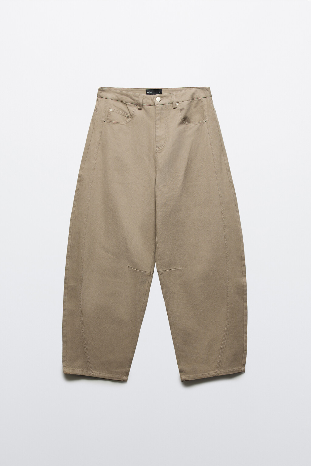 Джинсы baggy fit с декоративными швами - цвет бежевый - 8