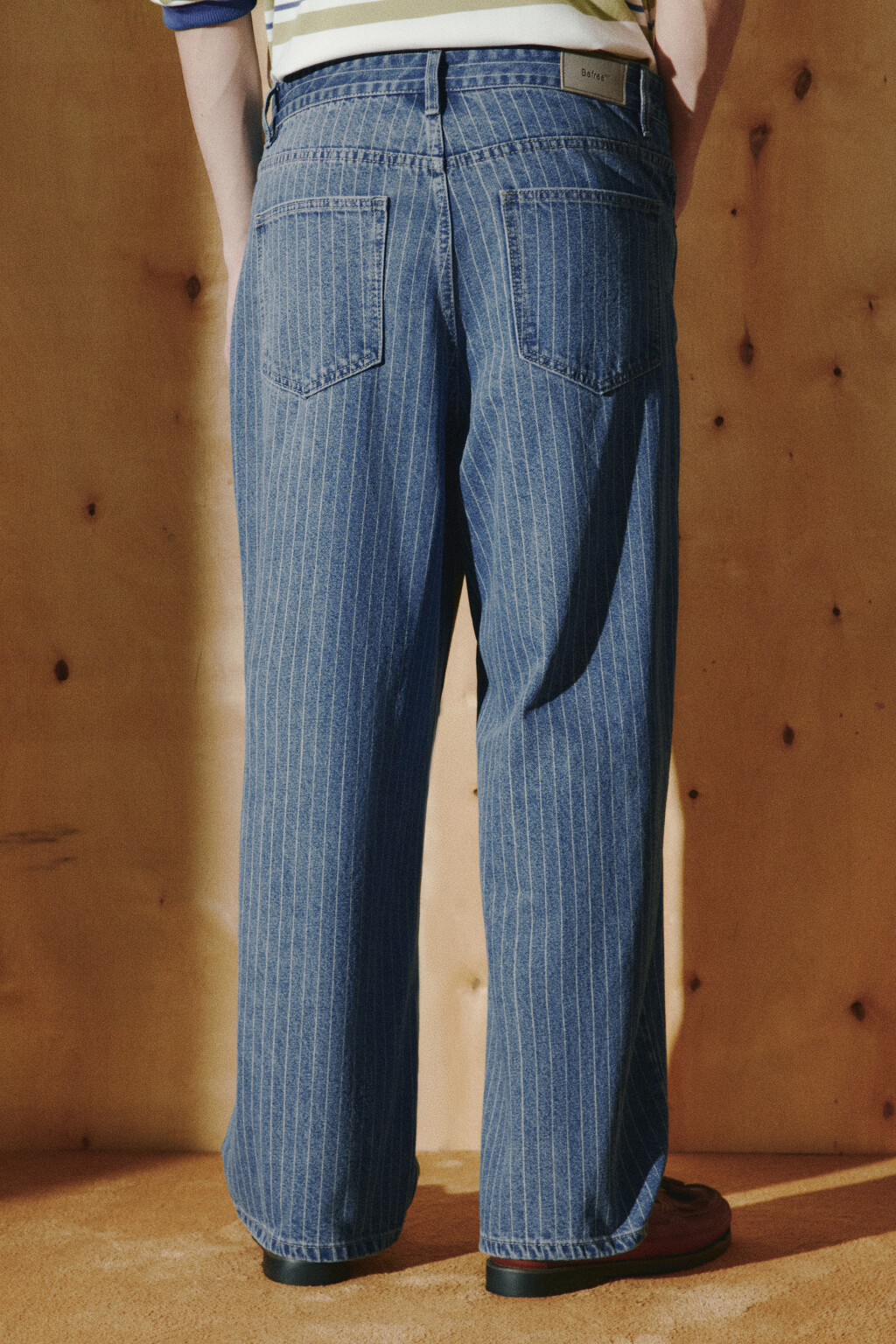 Джинсы straight fit со средней посадкой в полоску - цвет синий - 4