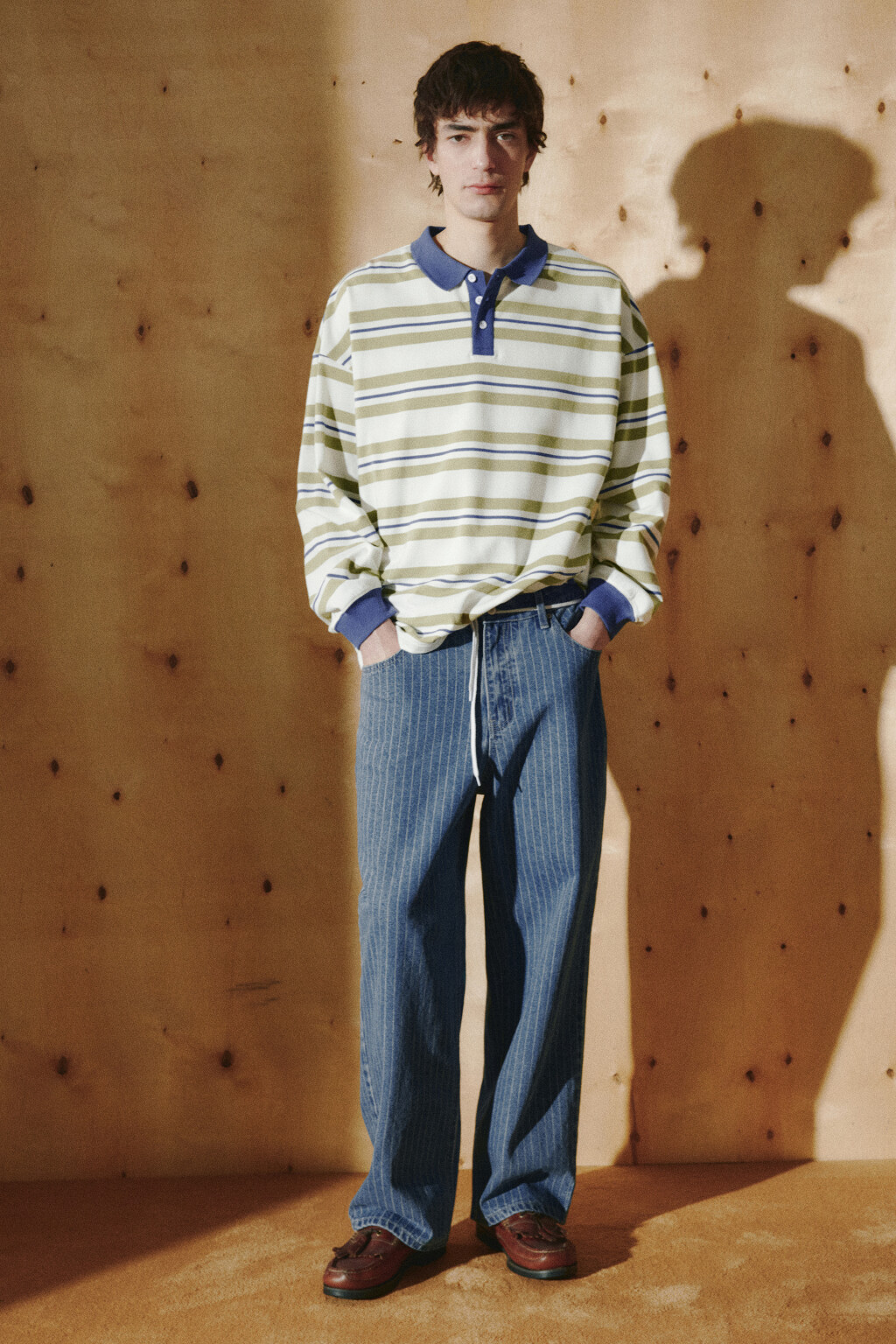 Джинсы straight fit со средней посадкой в полоску - цвет синий - 5