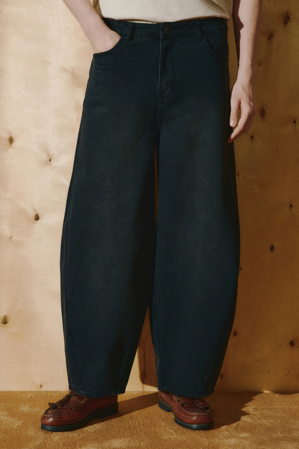 Джинсы barrel fit со средней посадкой вареные - цвет черный - 3