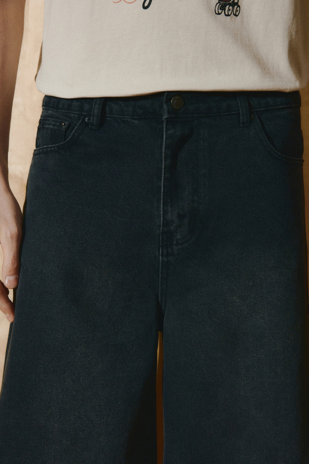 Джинсы barrel fit со средней посадкой вареные - цвет черный - 6