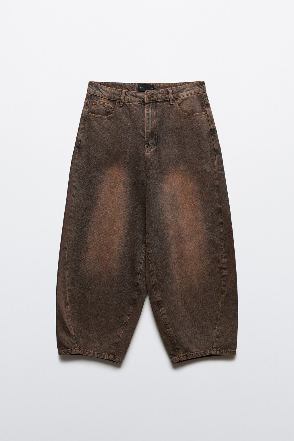 Джинсы barrel fit со средней посадкой вареные - цвет коричневый - 1