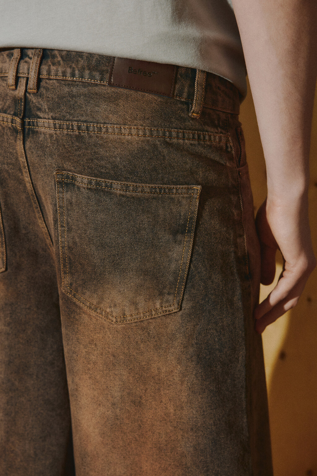 Джинсы barrel fit со средней посадкой вареные - цвет коричневый - 8