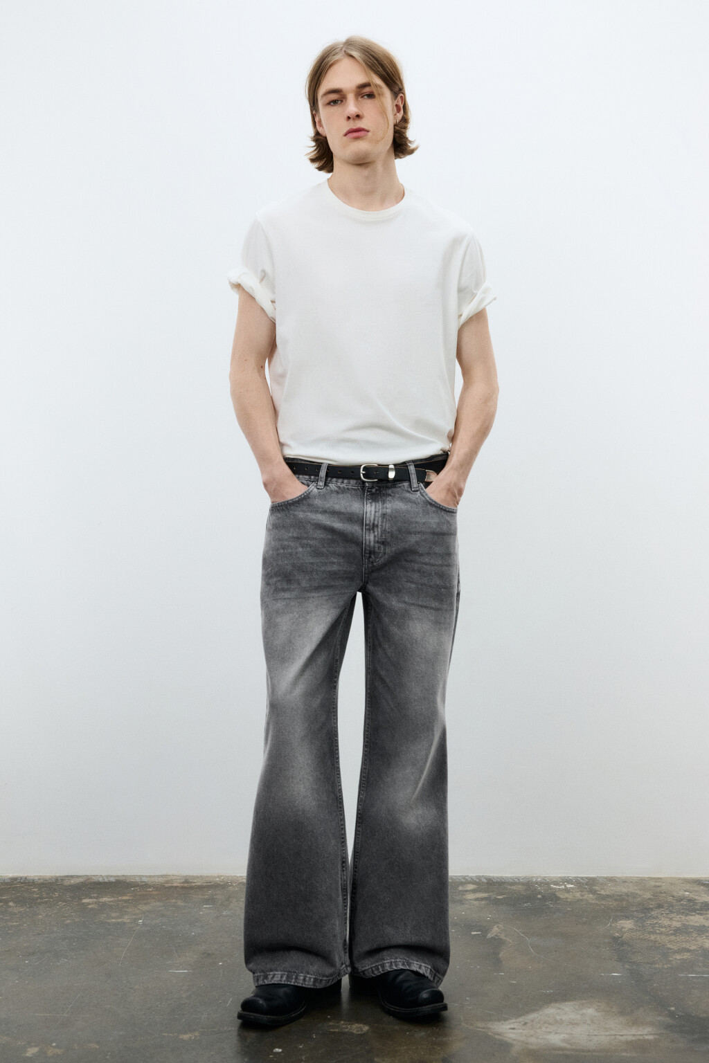 Джинсы клеш со средней посадкой - цвет серый - 4