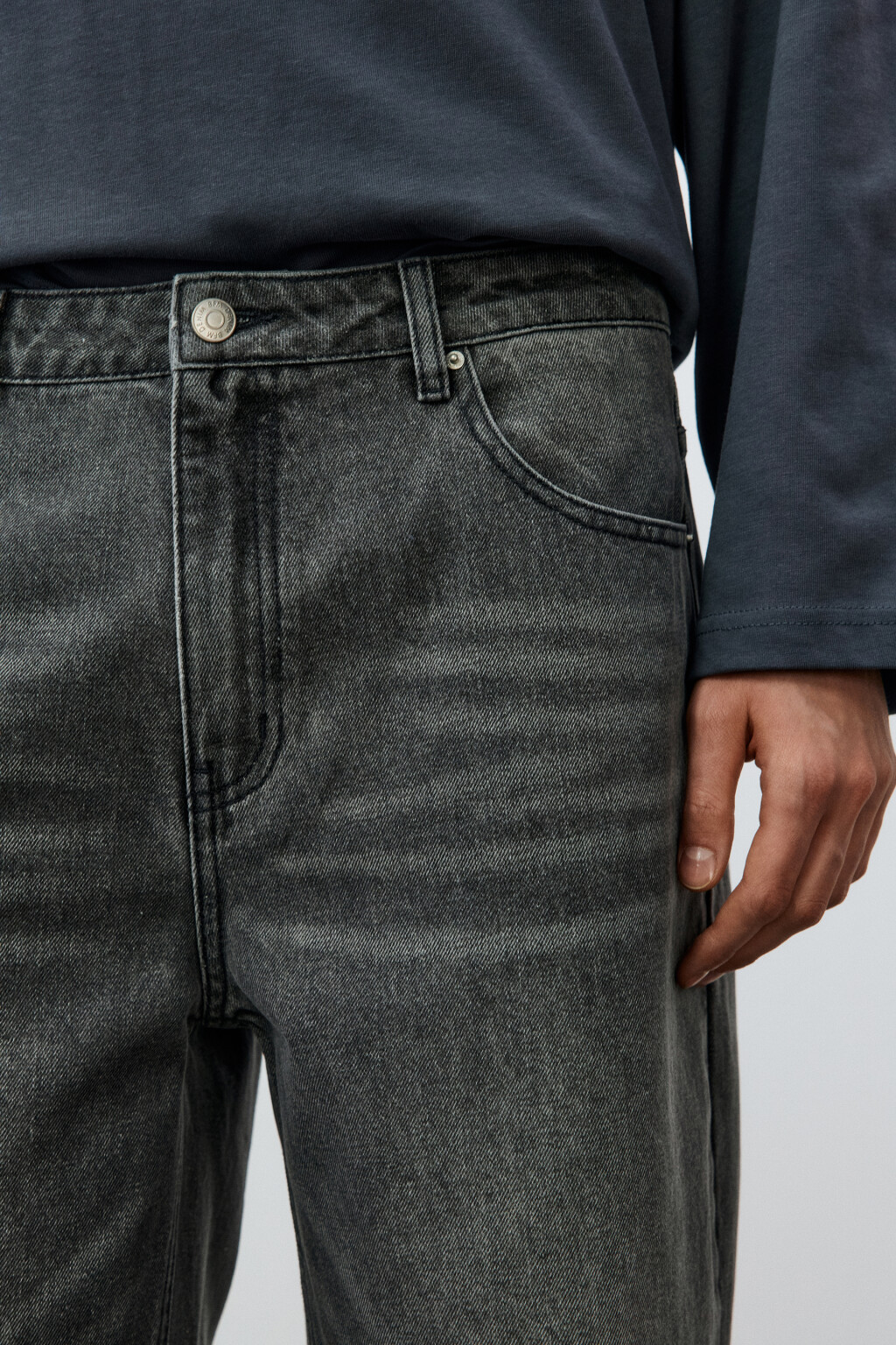 Джинсы straight fit со средней посадкой - цвет серый - 5
