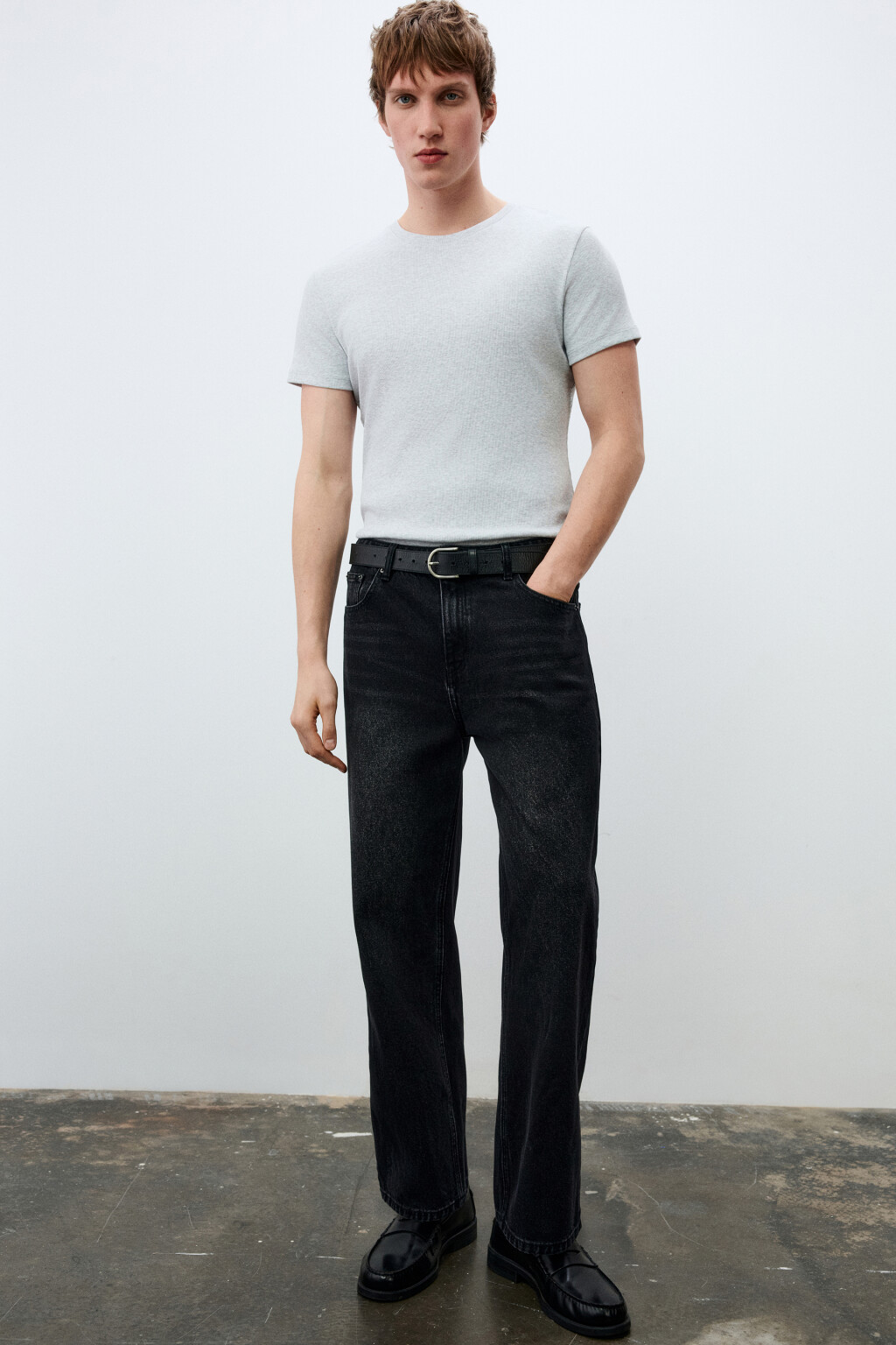 Джинсы straight fit со средней посадкой - цвет черный - 1