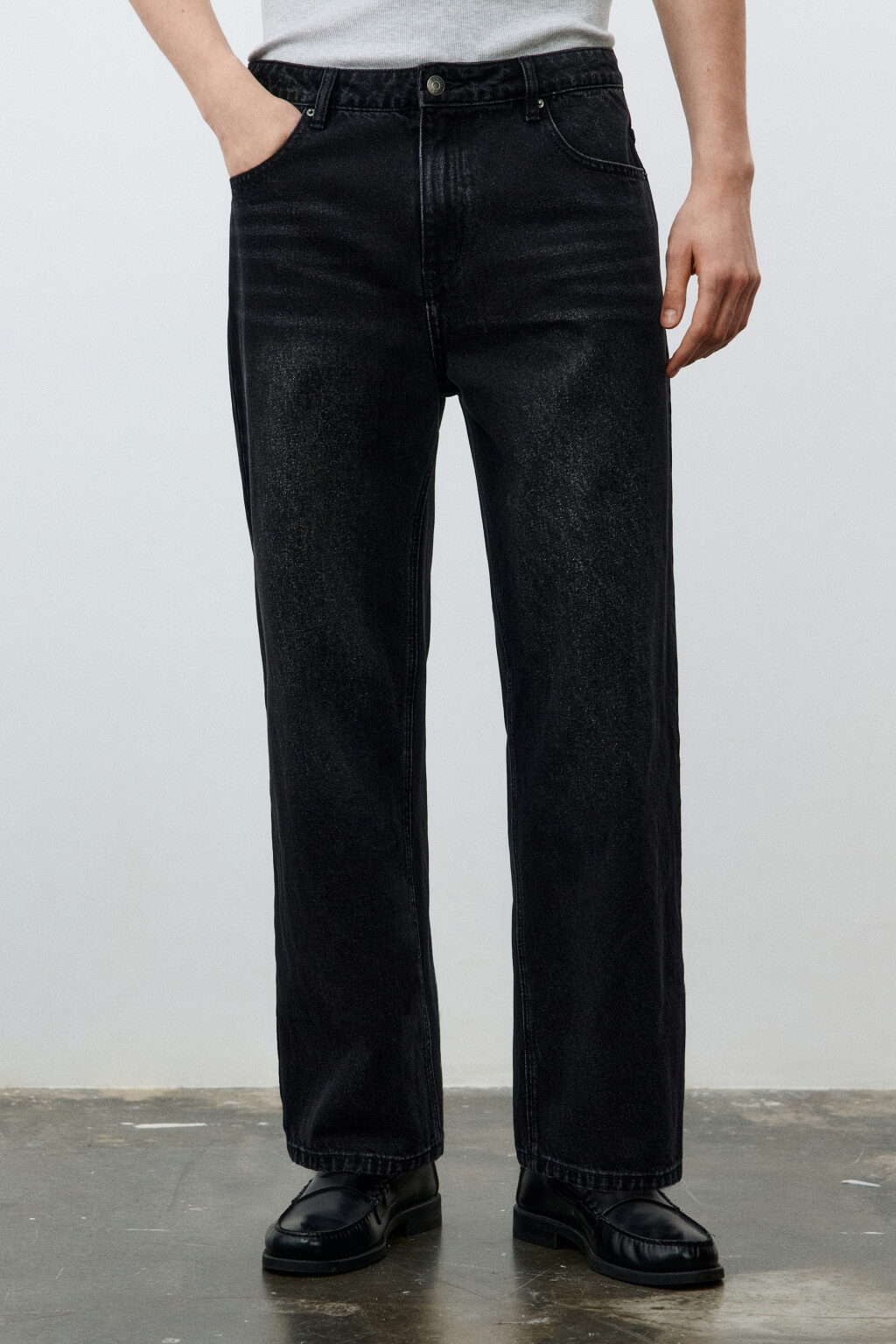 Джинсы straight fit со средней посадкой - цвет черный - 2