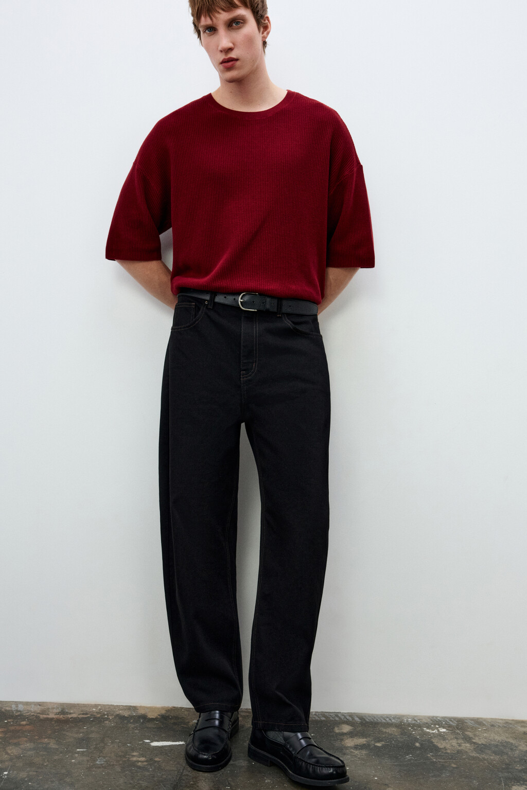 Джинсы wide leg со средней посадкой - цвет черный - 2