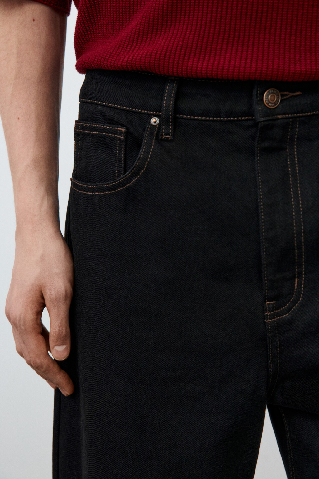 Джинсы wide leg со средней посадкой - цвет черный - 6