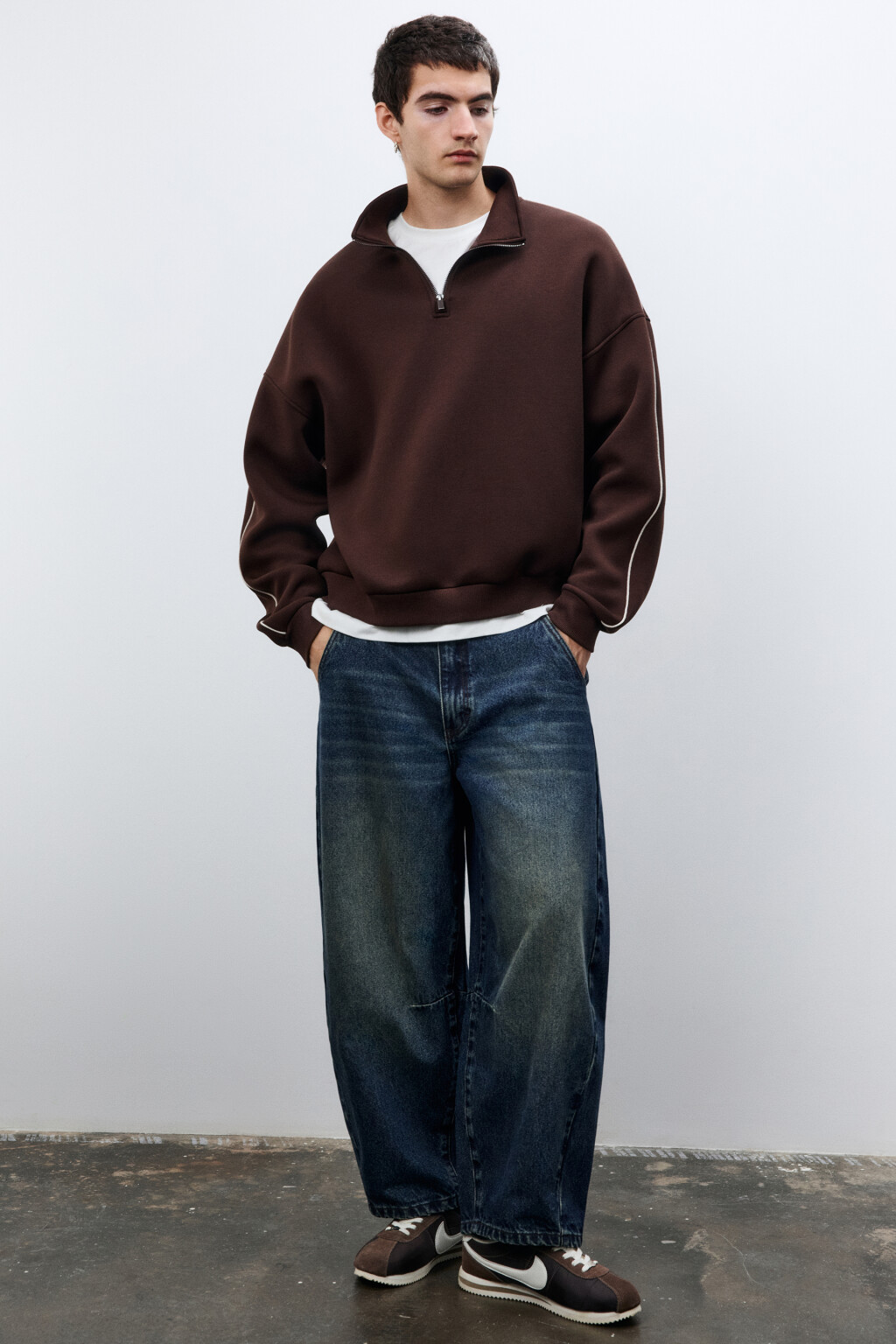 Джинсы baggy fit со средней посадкой - цвет голубой - 1