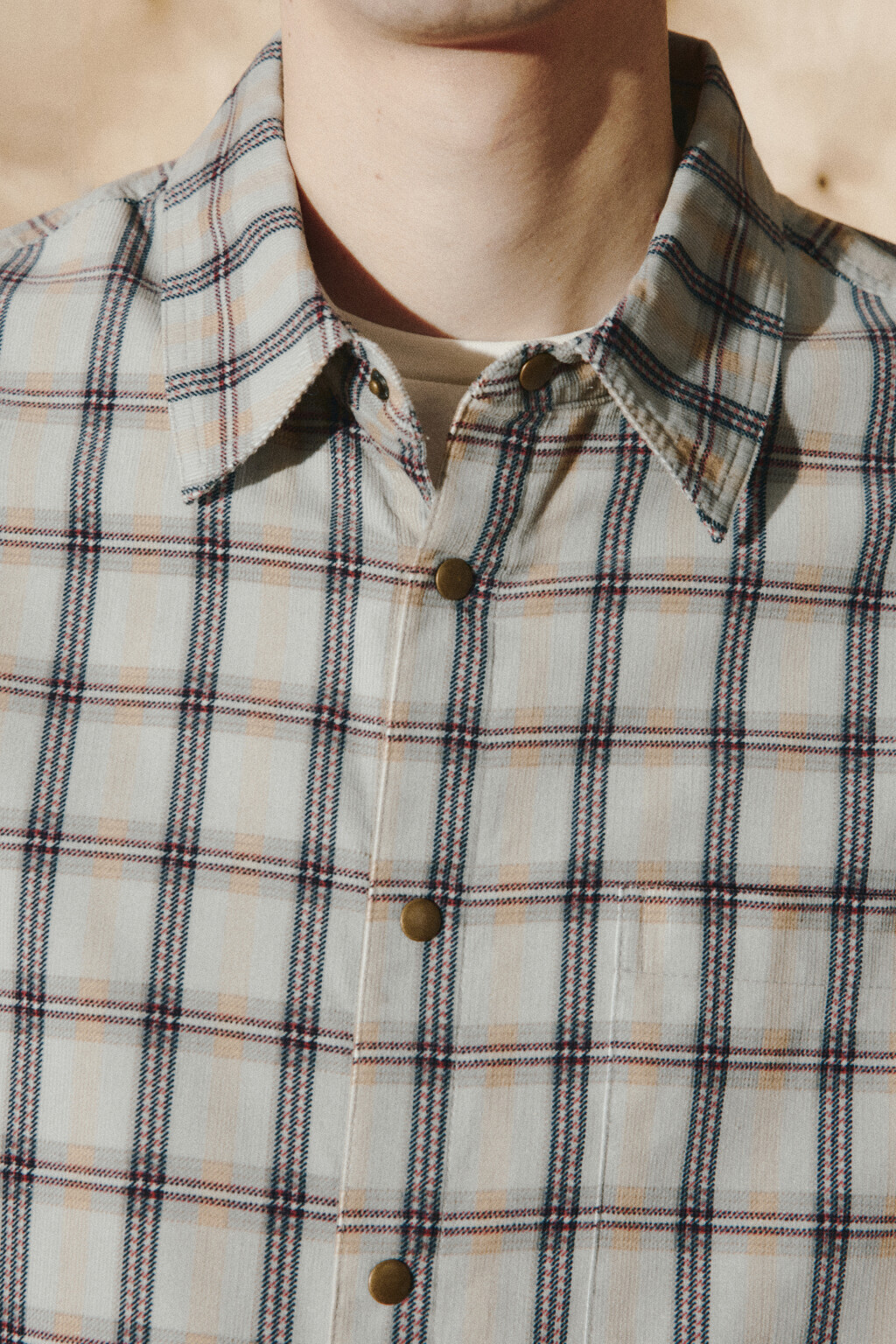 Рубашка хлопковая клетчатая с вышивкой - цвет серый - 6