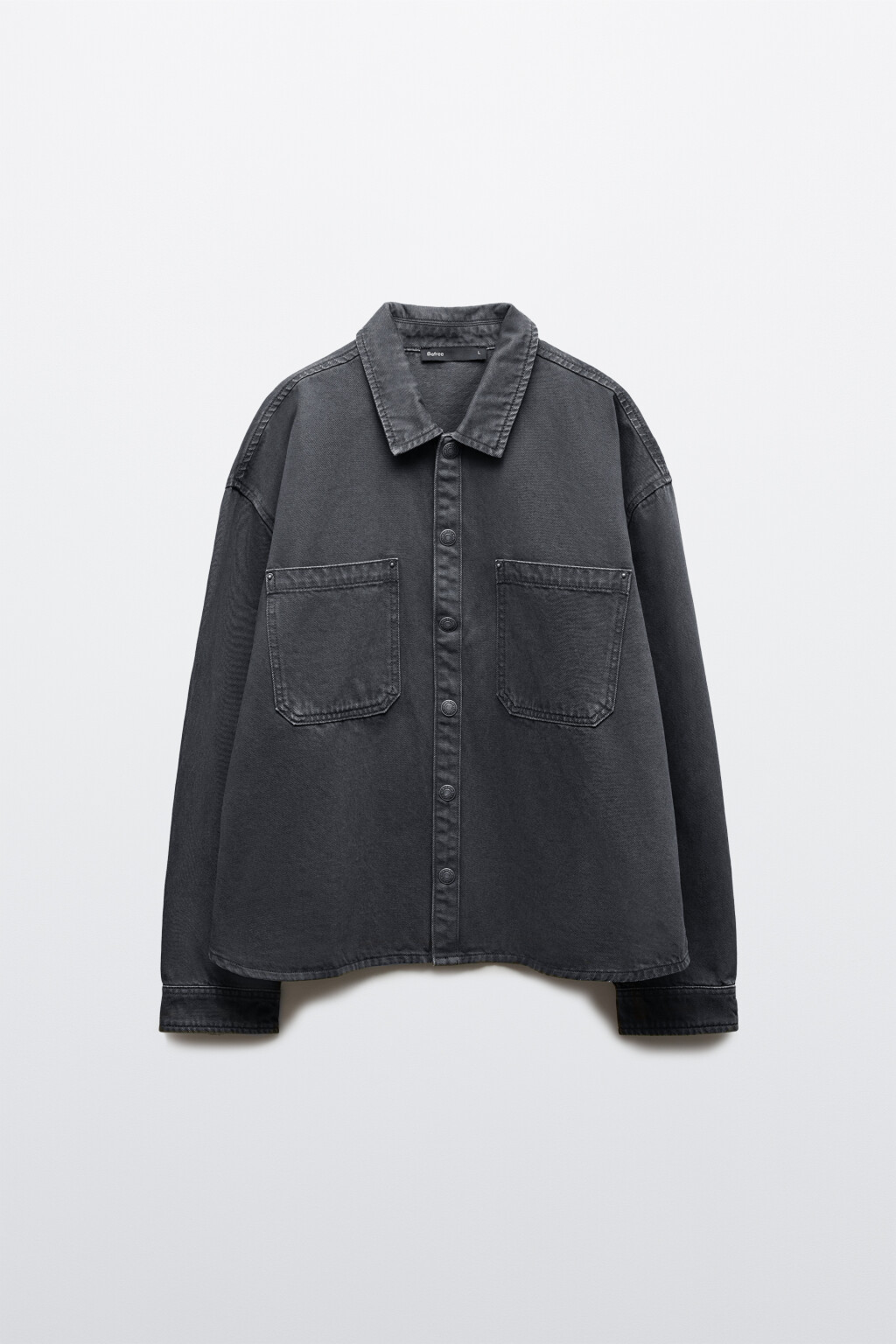 Рубашка-овершот джинсовая с карманами - цвет серый - 1