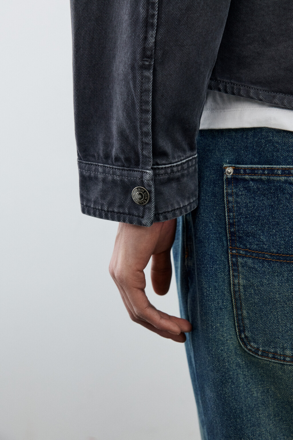 Рубашка-овершот джинсовая с карманами - цвет серый - 7