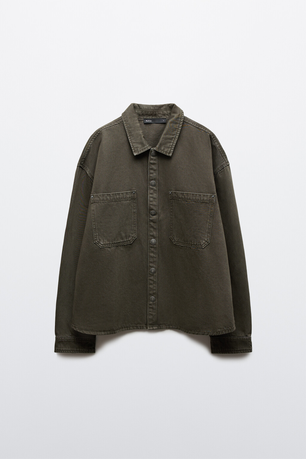 Рубашка-овершот джинсовая с карманами - цвет зеленый - 1