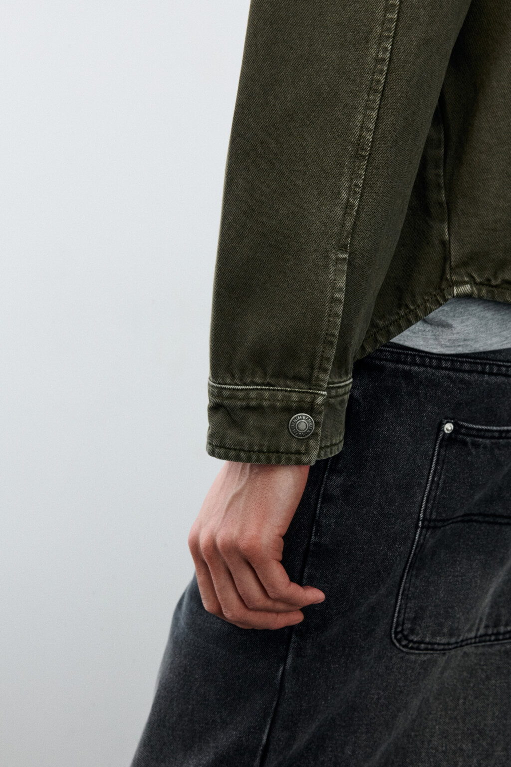 Рубашка-овершот джинсовая с карманами - цвет зеленый - 7