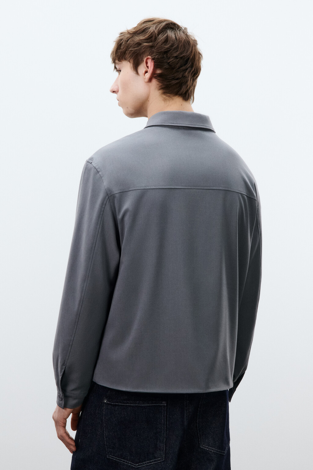 Рубашка-овершот на молнии - цвет серый - 3