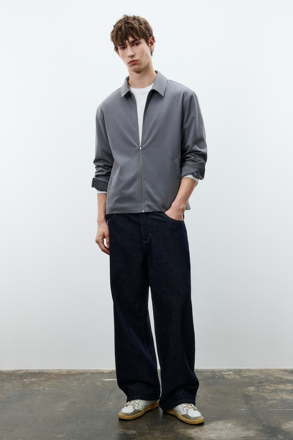 Рубашка-овершот на молнии - цвет серый - 4