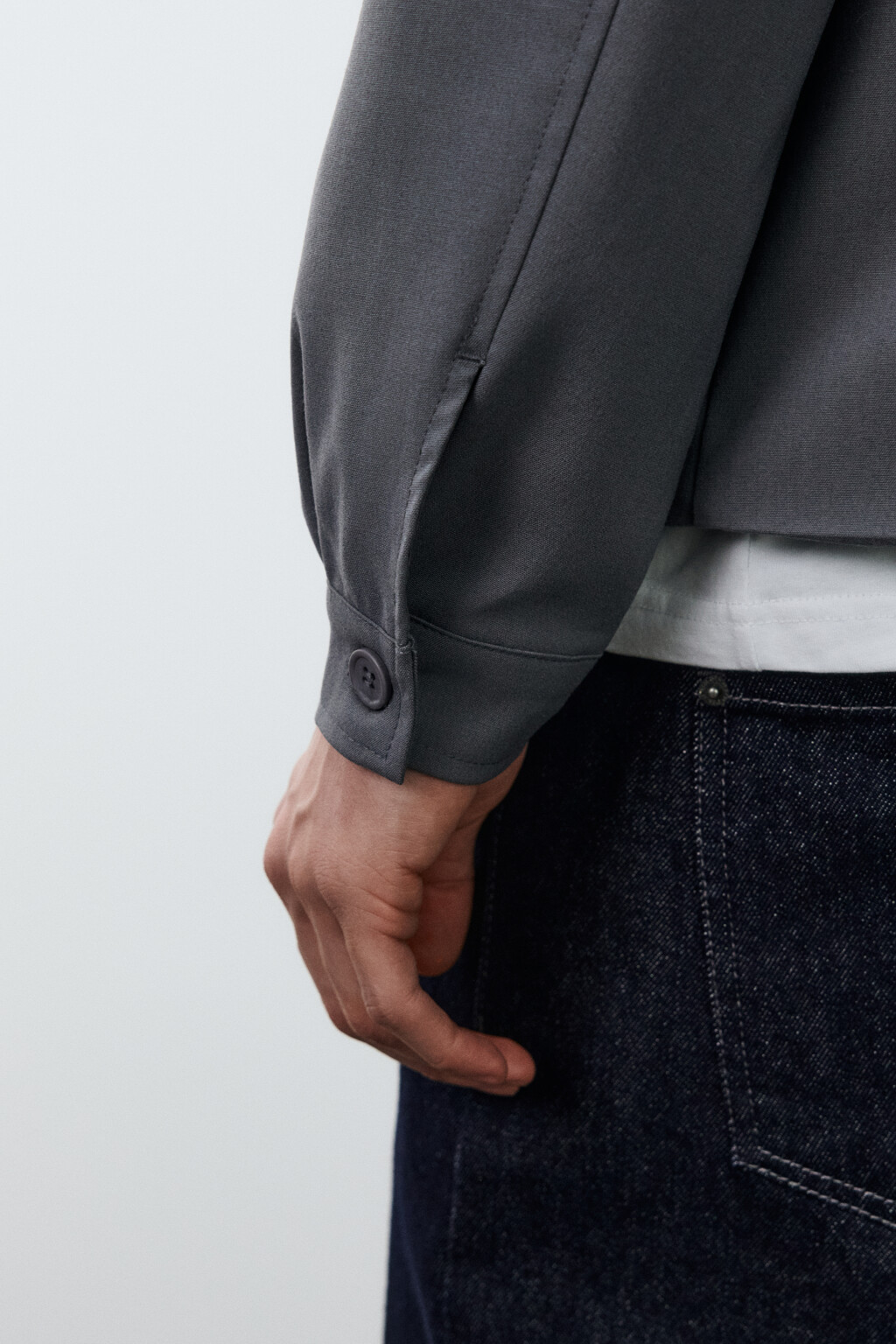 Рубашка-овершот на молнии - цвет серый - 5