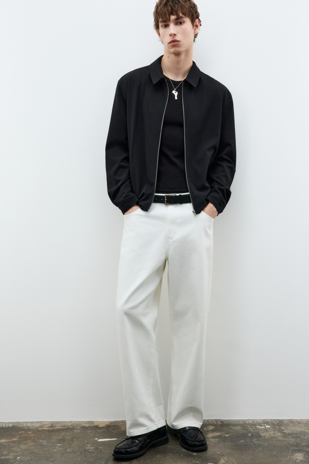 Рубашка-овершот на молнии - цвет черный - 1