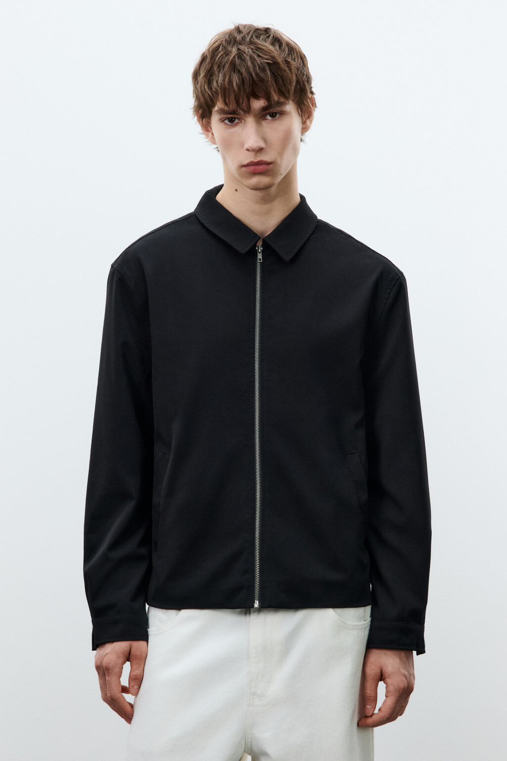 Рубашка-овершот на молнии - цвет черный - 2