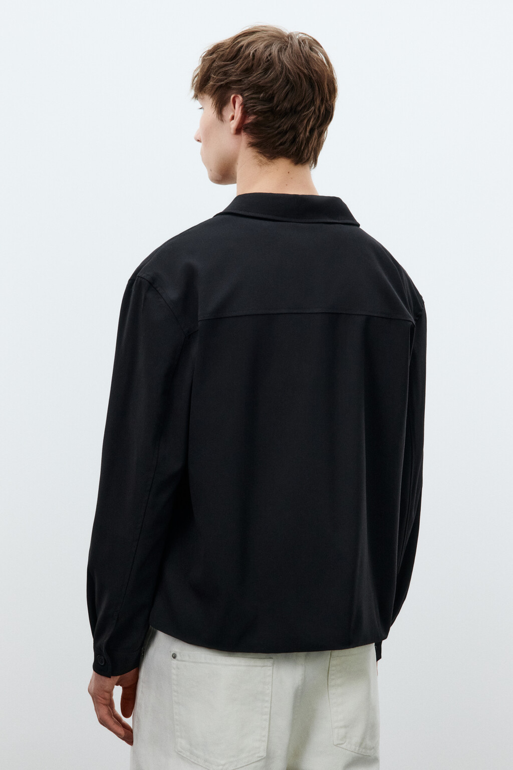 Рубашка-овершот на молнии - цвет черный - 3