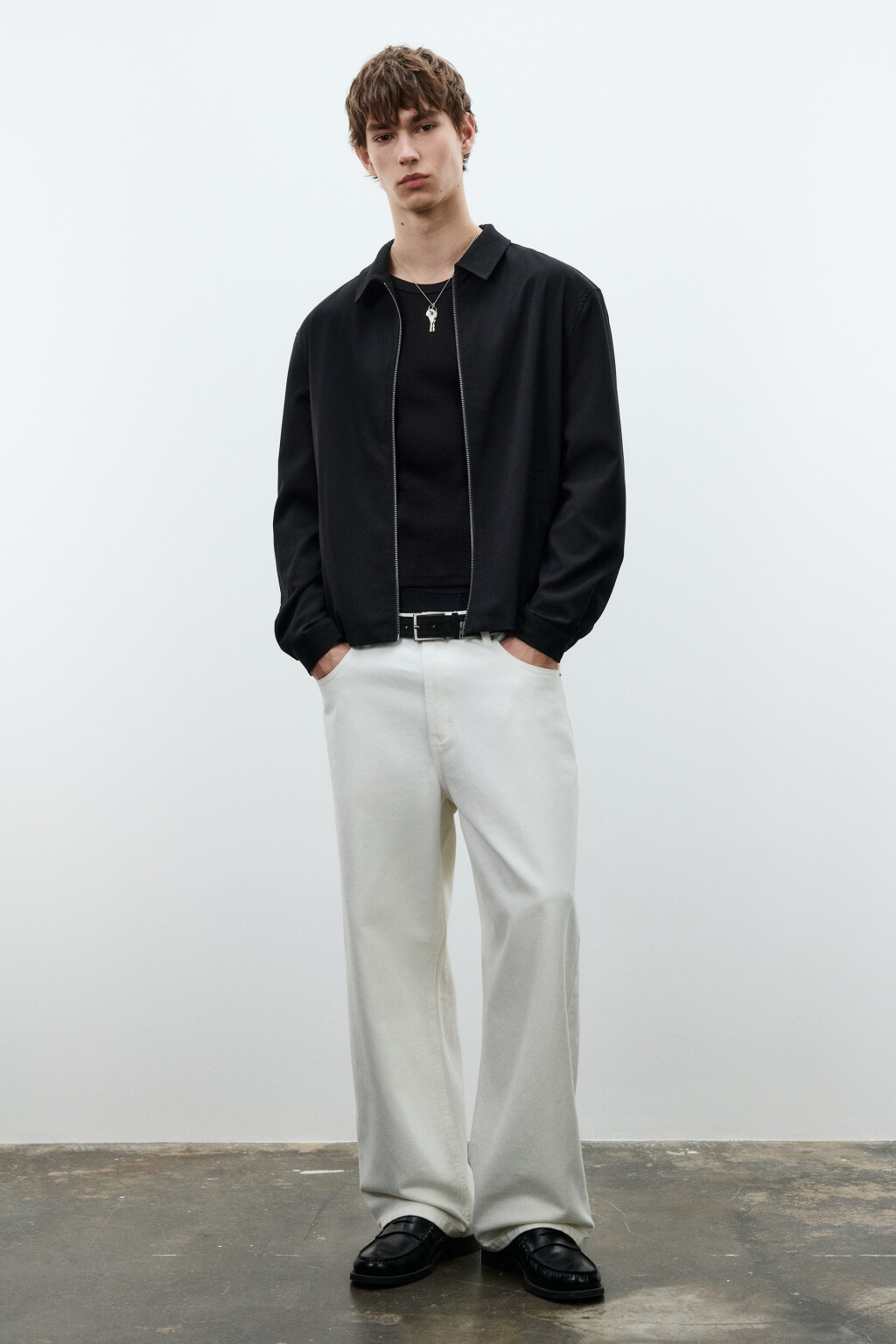 Рубашка-овершот на молнии - цвет черный - 4