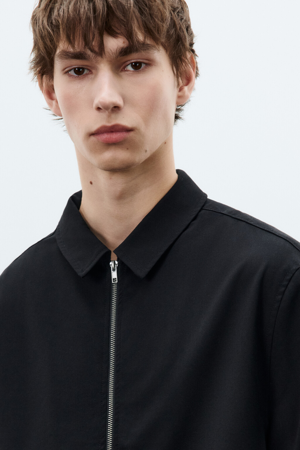 Рубашка-овершот на молнии - цвет черный - 5