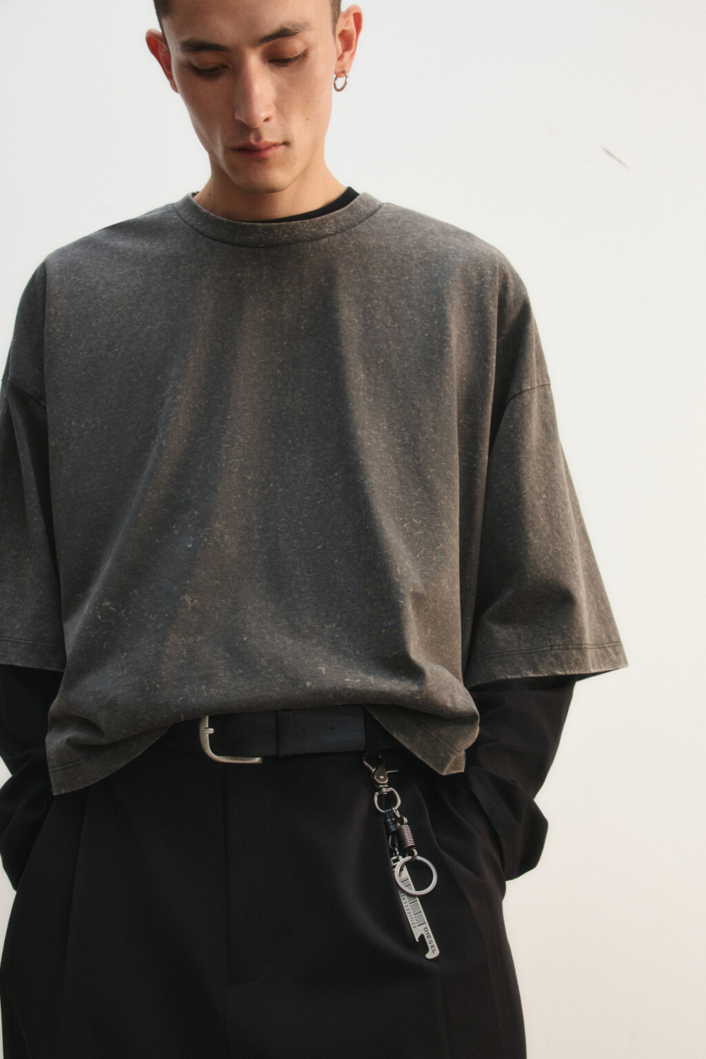 Футболка хлопковая укороченная - цвет серый - 1