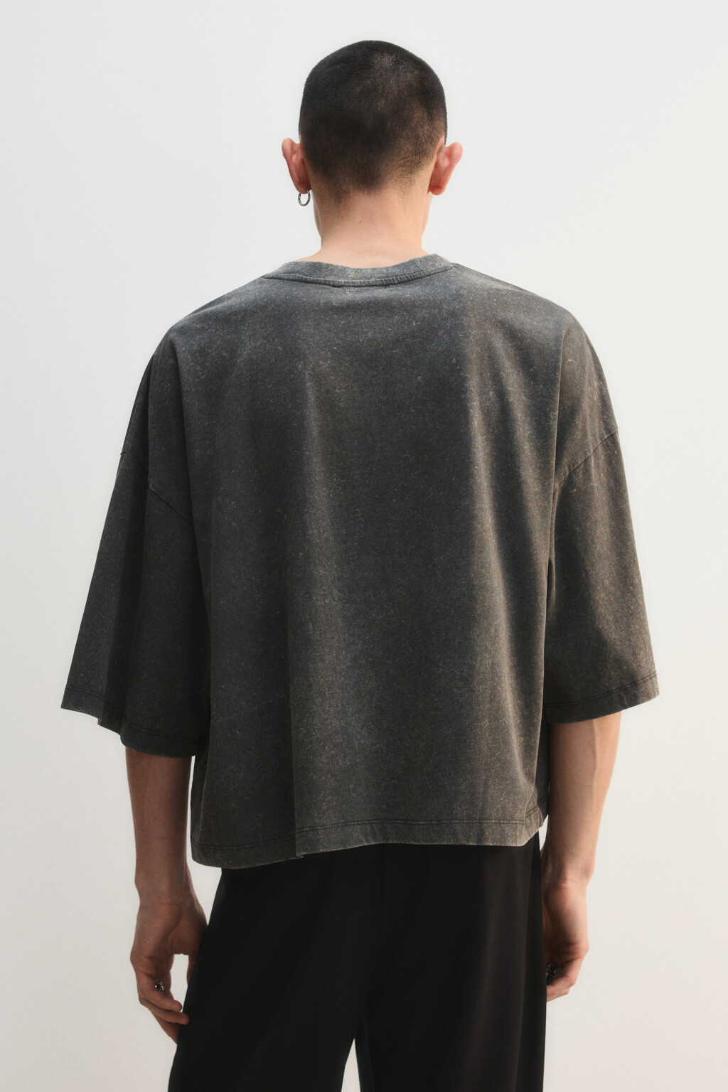 Футболка хлопковая укороченная - цвет серый - 3