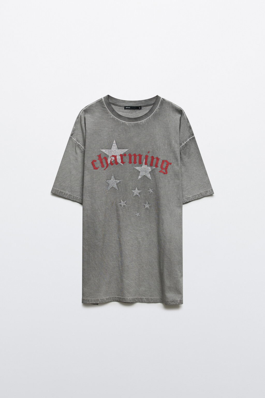 Футболка хлопковая с принтом - цвет серый - 1