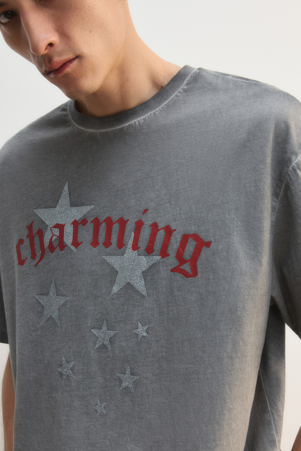 Футболка хлопковая с принтом - цвет серый - 6