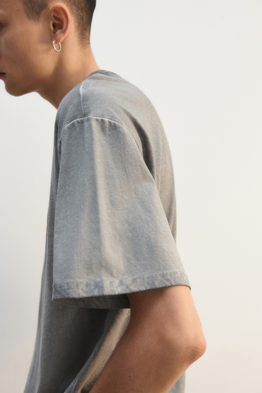 Футболка хлопковая с принтом - цвет серый - 7