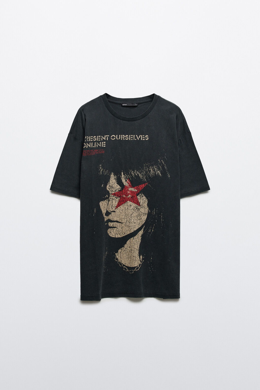 Футболка хлопковая с принтом - цвет черный - 1