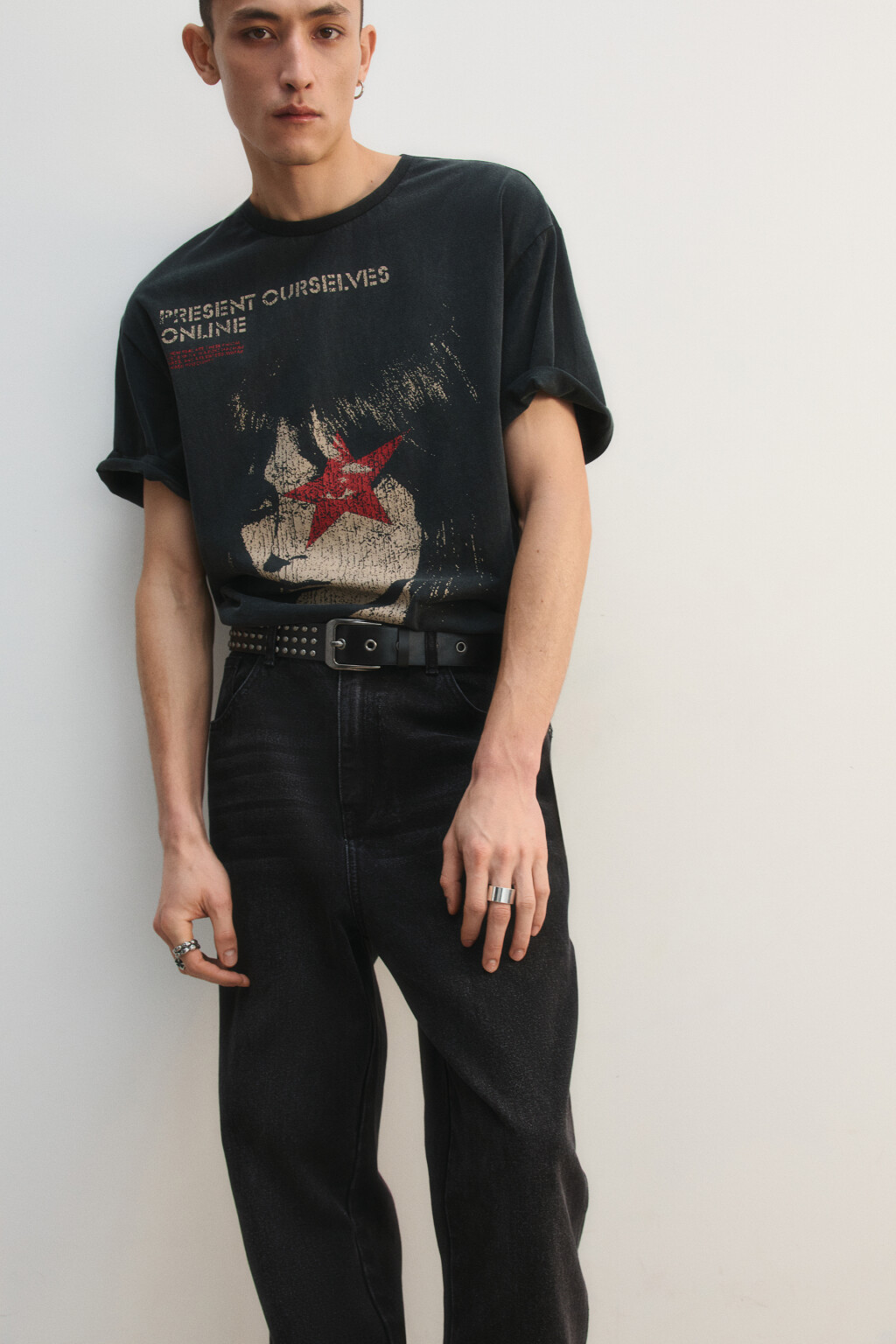 Футболка хлопковая с принтом - цвет черный - 3