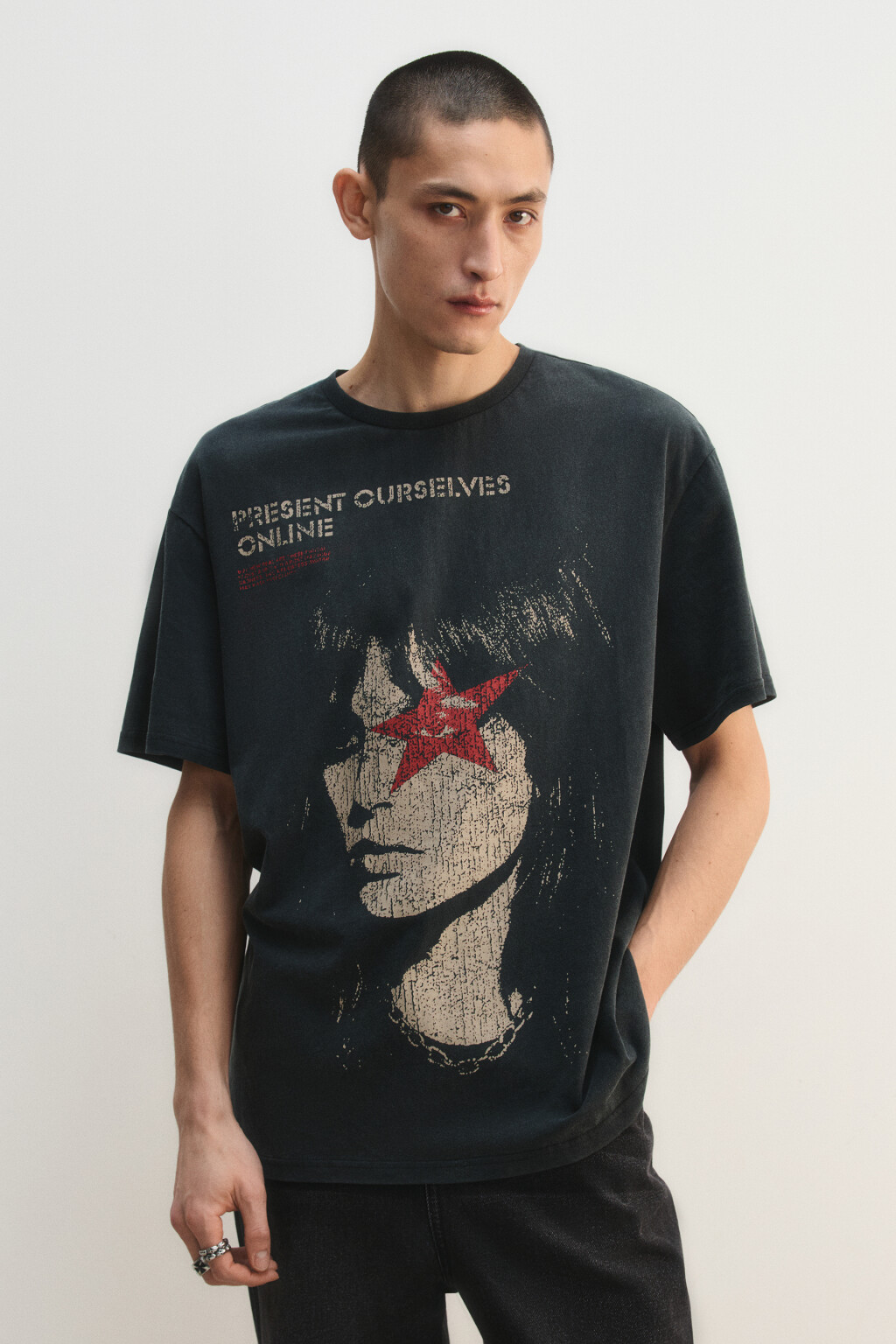 Футболка хлопковая с принтом - цвет черный - 4