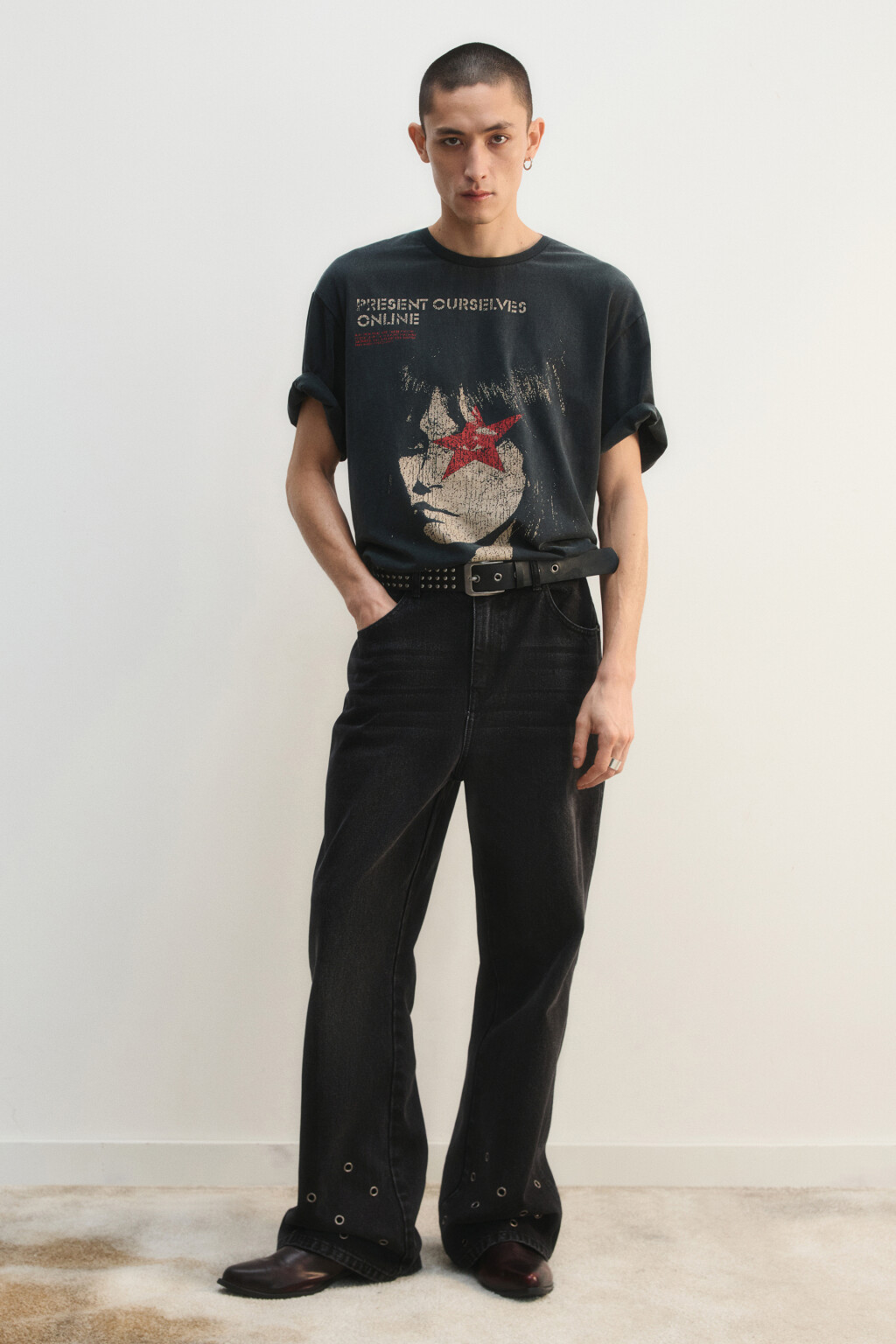 Футболка хлопковая с принтом - цвет черный - 6