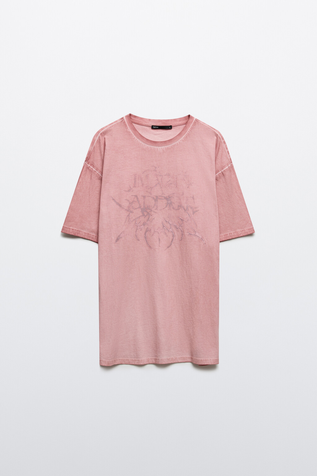 Футболка хлопковая с принтом - цвет розовый - 1