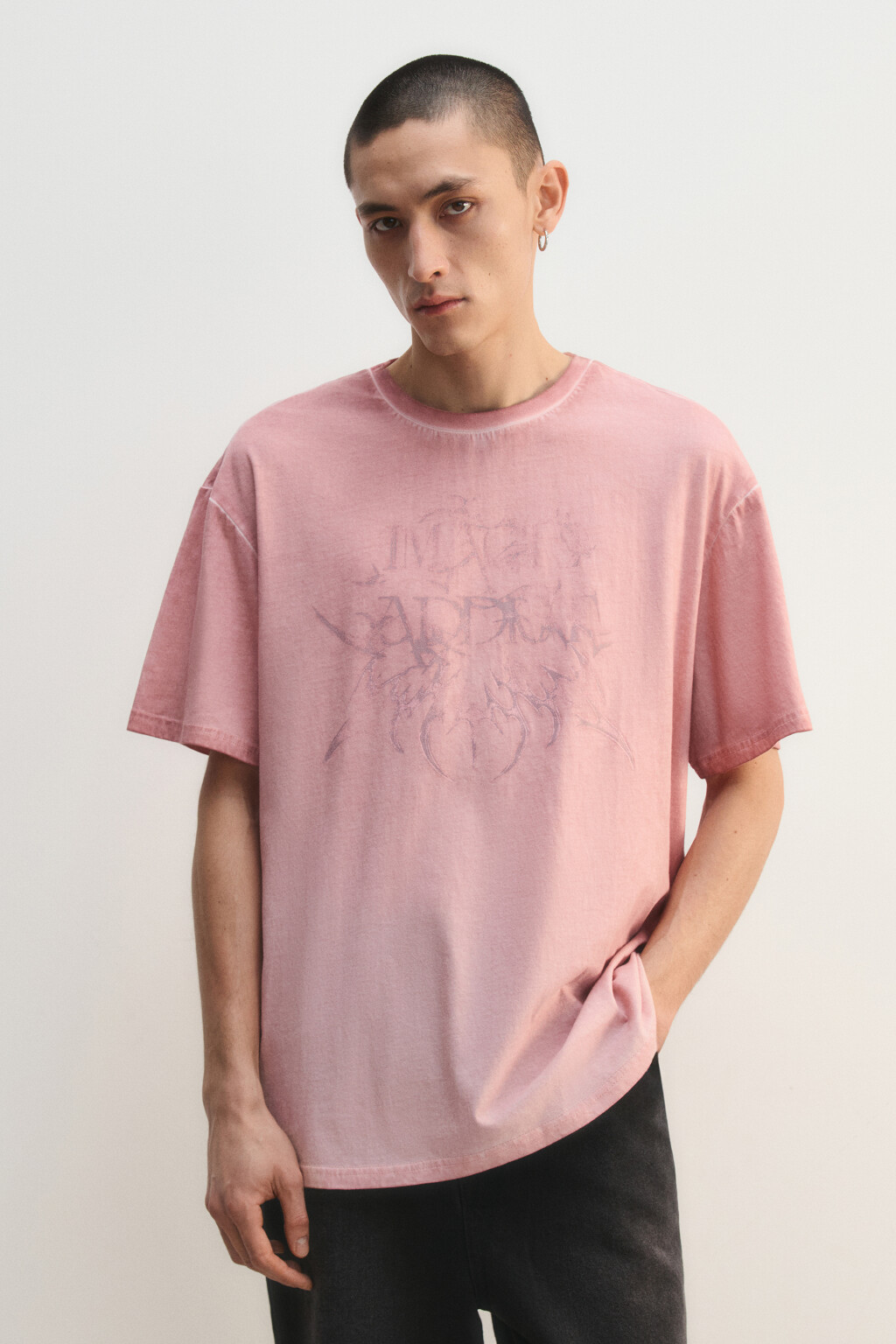Футболка хлопковая с принтом - цвет розовый - 4