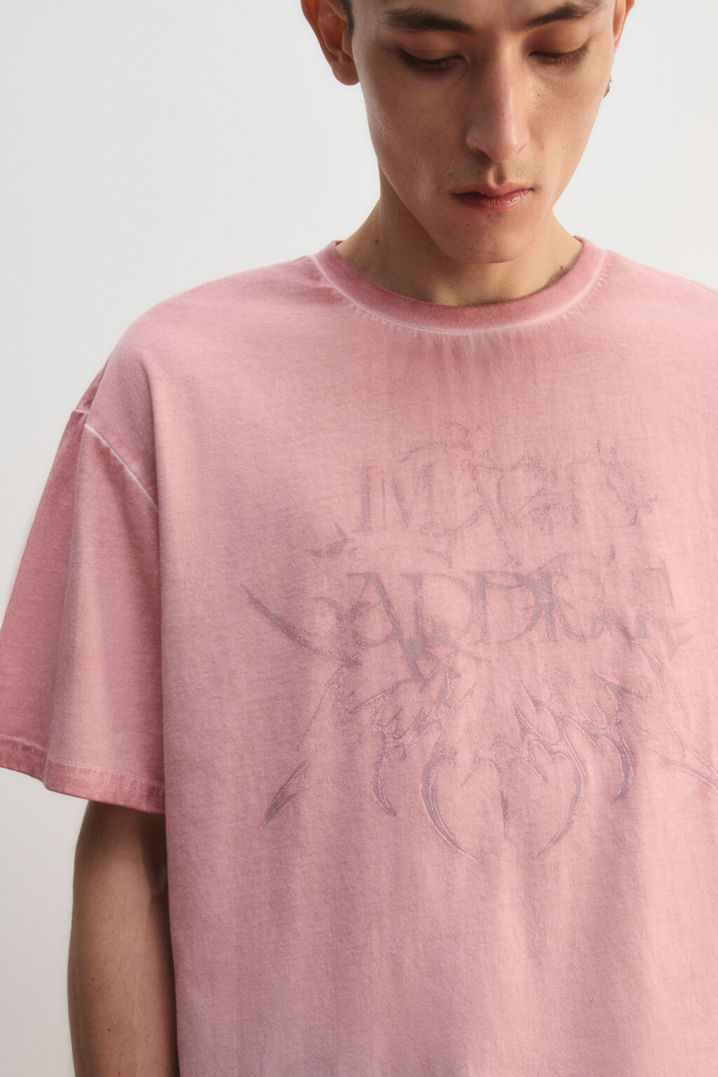 Футболка хлопковая с принтом - цвет розовый - 7