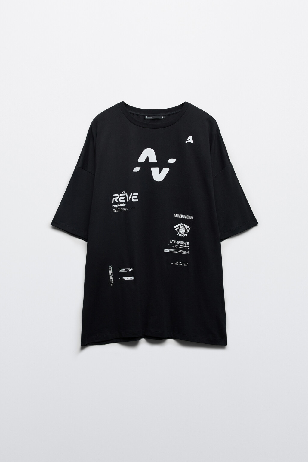 Футболка oversize хлопковая с принтом - цвет черный - 1